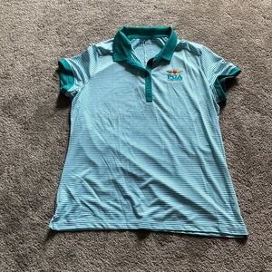 Nike Victory Dri-FIT Striped Golf Polo Shirt Teal Green White SIZE XL
